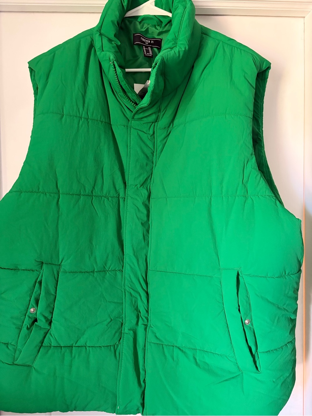 Forever 21 Bright Green Quilted Puffer Vest